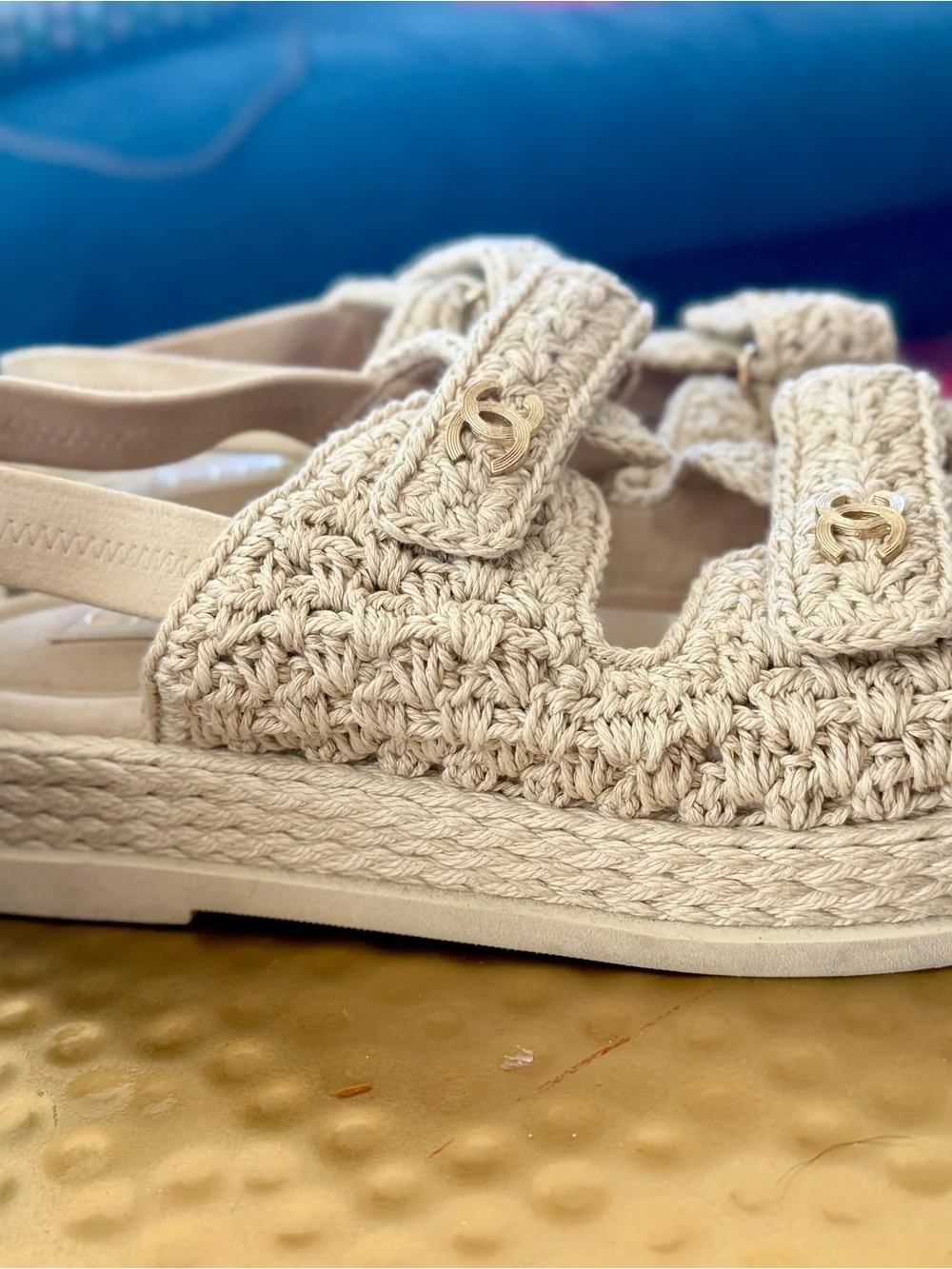 CHANEL SS25 l Crochet Dad Sandals l 38 l GHW